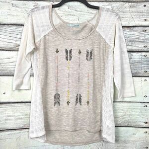 Maurices Arrow Print Raglan Top Womens XL Neutral